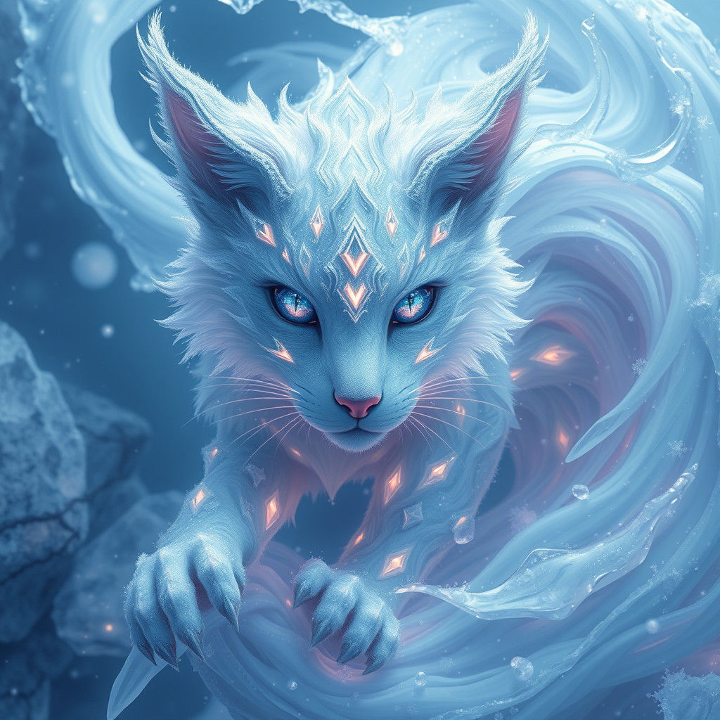 Ice Feline: A Crystalline Winter Creature