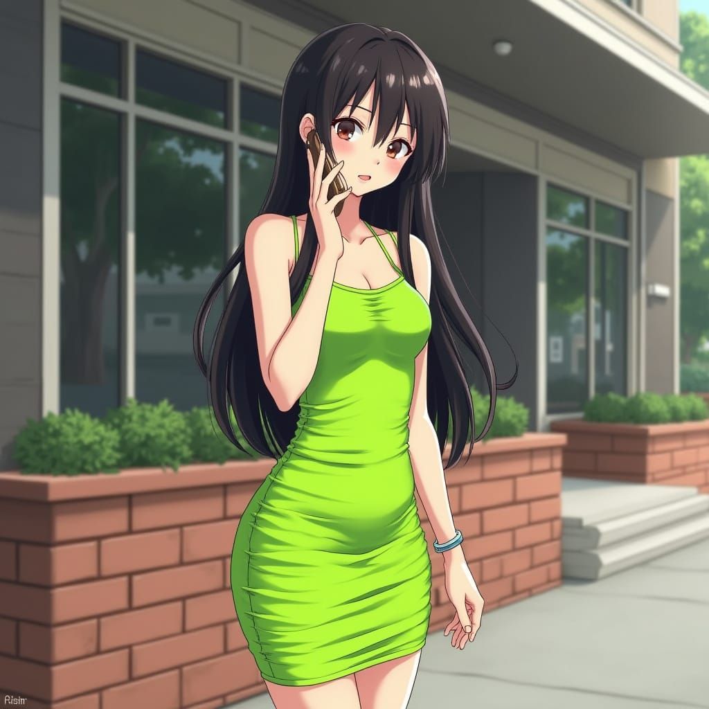 Young Person in Green Dress, Pop Art Style