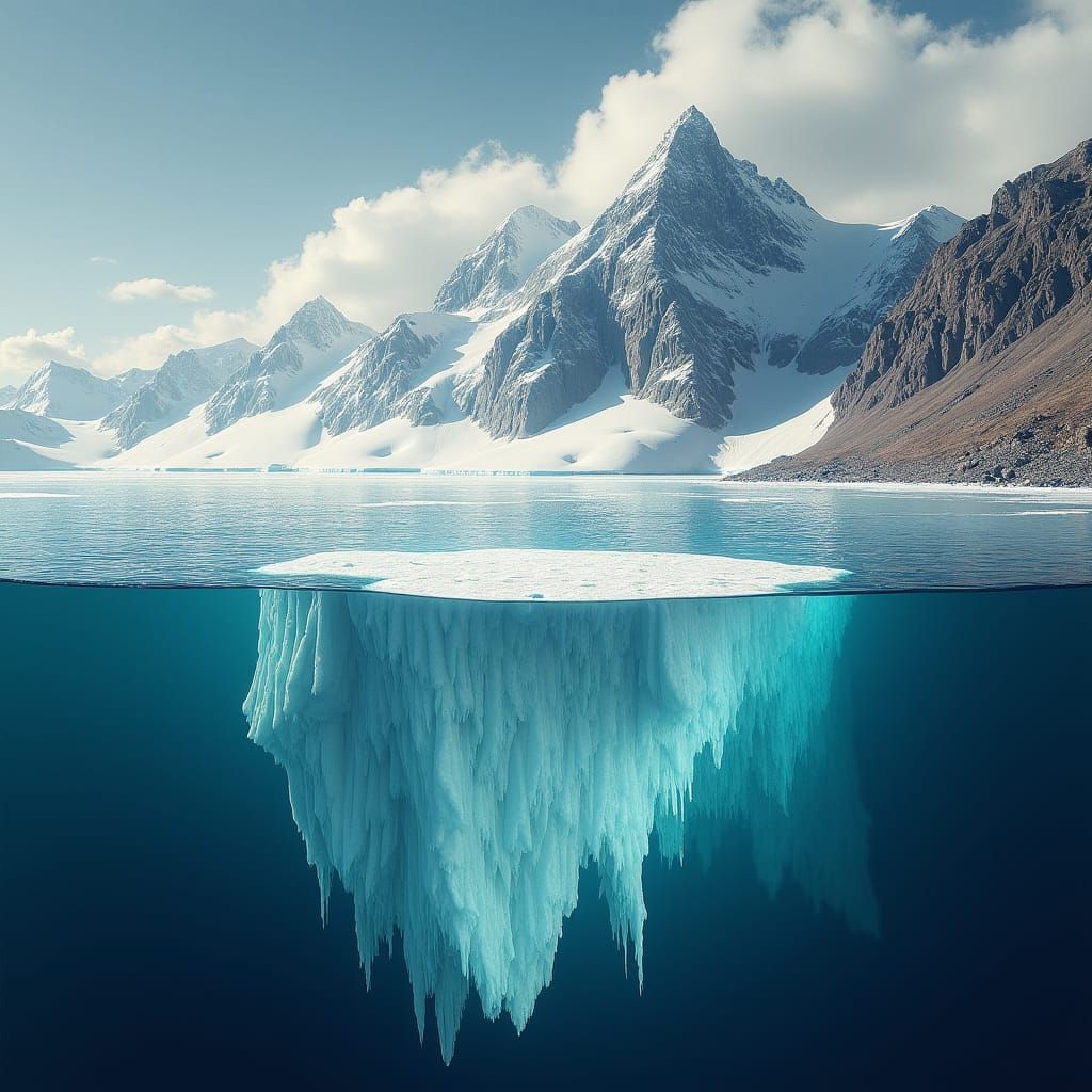 Global Warming Poster: Declining Ice Sheet Levels