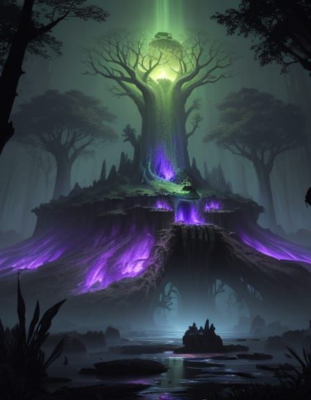 Giant Frog Deity in Dark Fantasy Marsh Concept Art