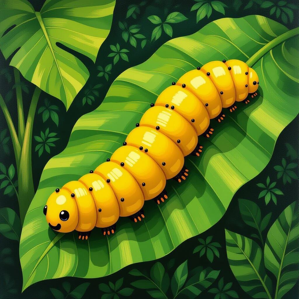 Banana Caterpillar in Whimsical Children's Illustration Styl...