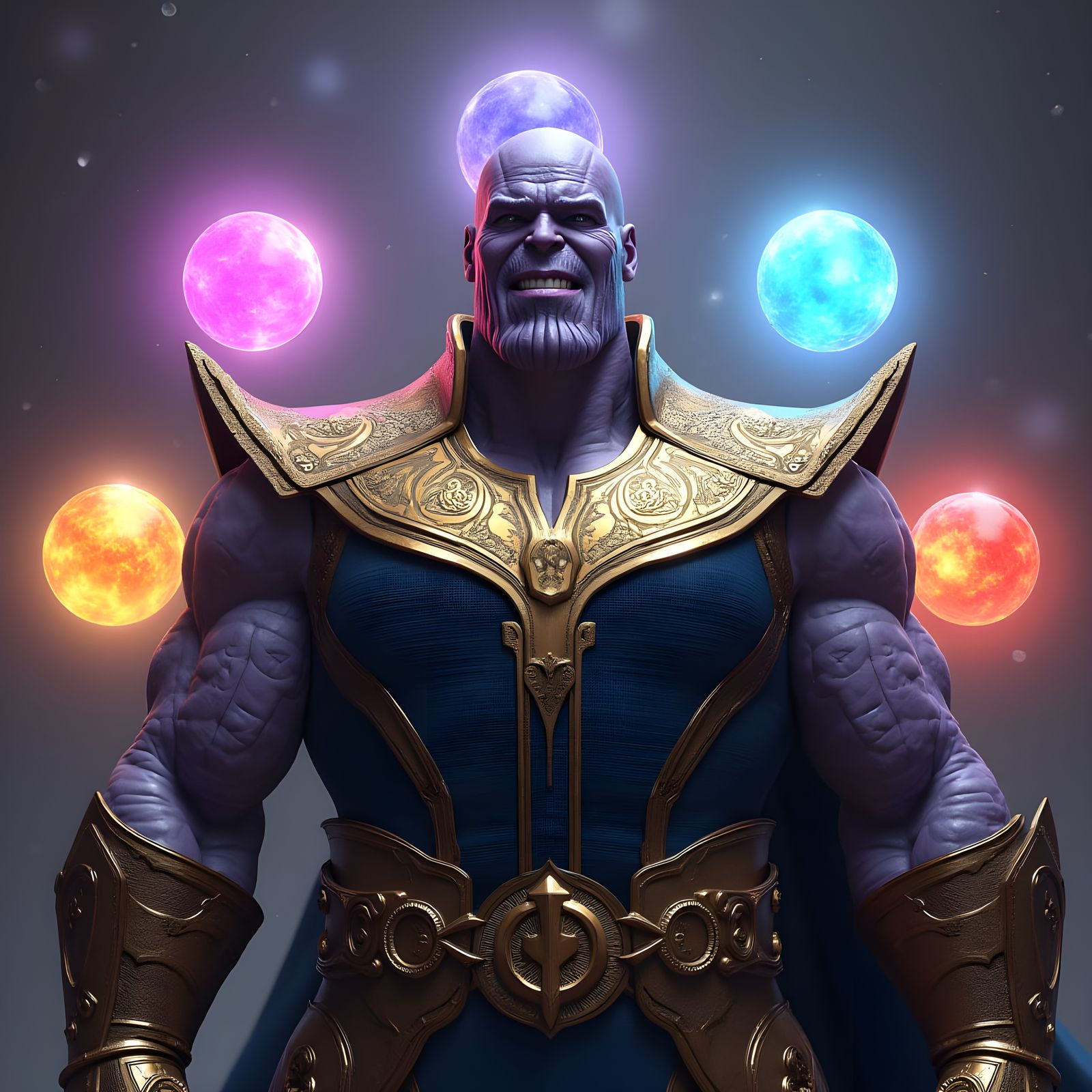 Medieval Thanos with Infinity Stones in a Cinematic Art Piec...