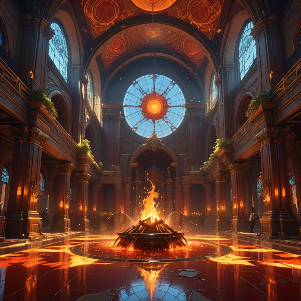 Sunspike Plaza: Chrome Drenched Court of Light