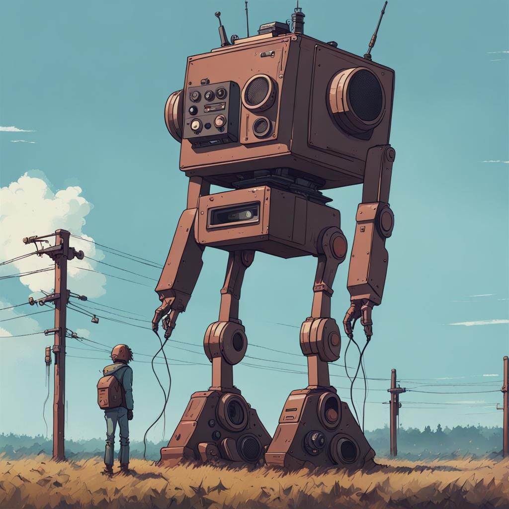 Steampunk Anime Mecha Robot with Speakers