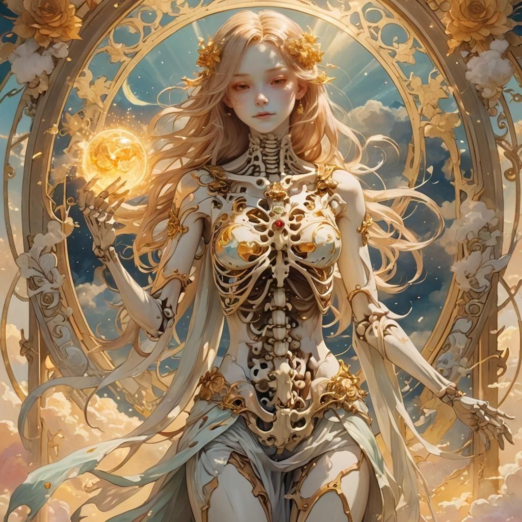 Ethereal Skeleton Dreamscape in Pastel Colors