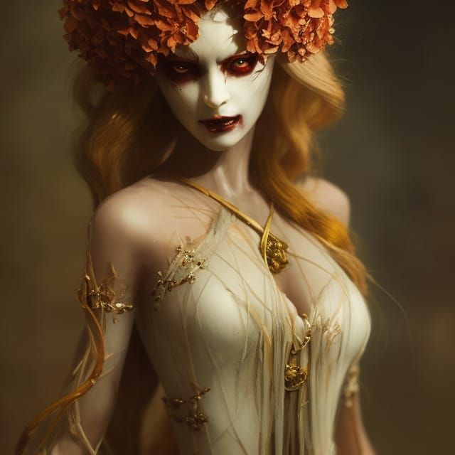 Creepy Burlap Scarecrow Woman in Dark Fantasy Style