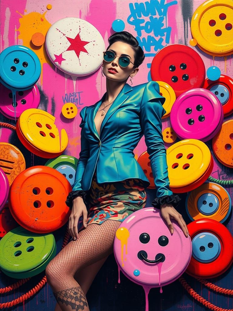 Surreal Fashion Dreams in Neon Pop Art Style