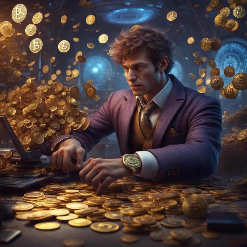 Happy Crypto Trader Winning with Fibonacci Colors