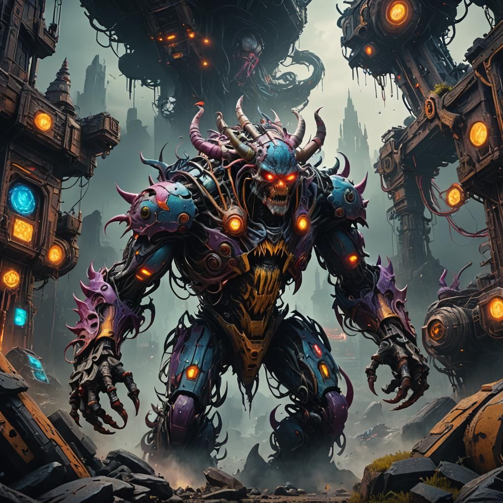 Fantastical Psychotron Monster in Detailed Matte Painting