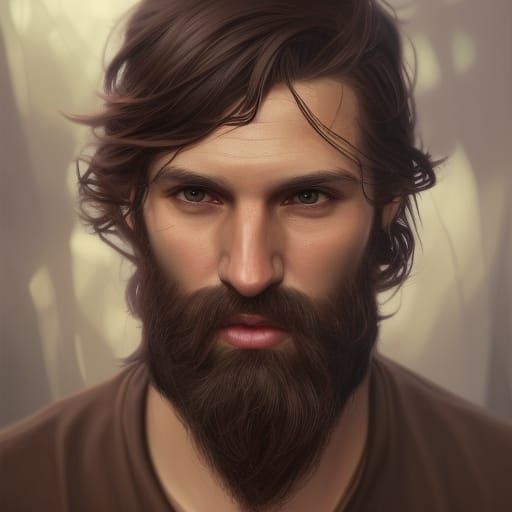 Detailed Portrait of a Handsome Bearded Man