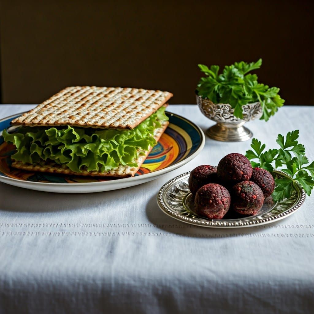 Whimsical Passover Feast with Matzah Sandwich and Charoset
