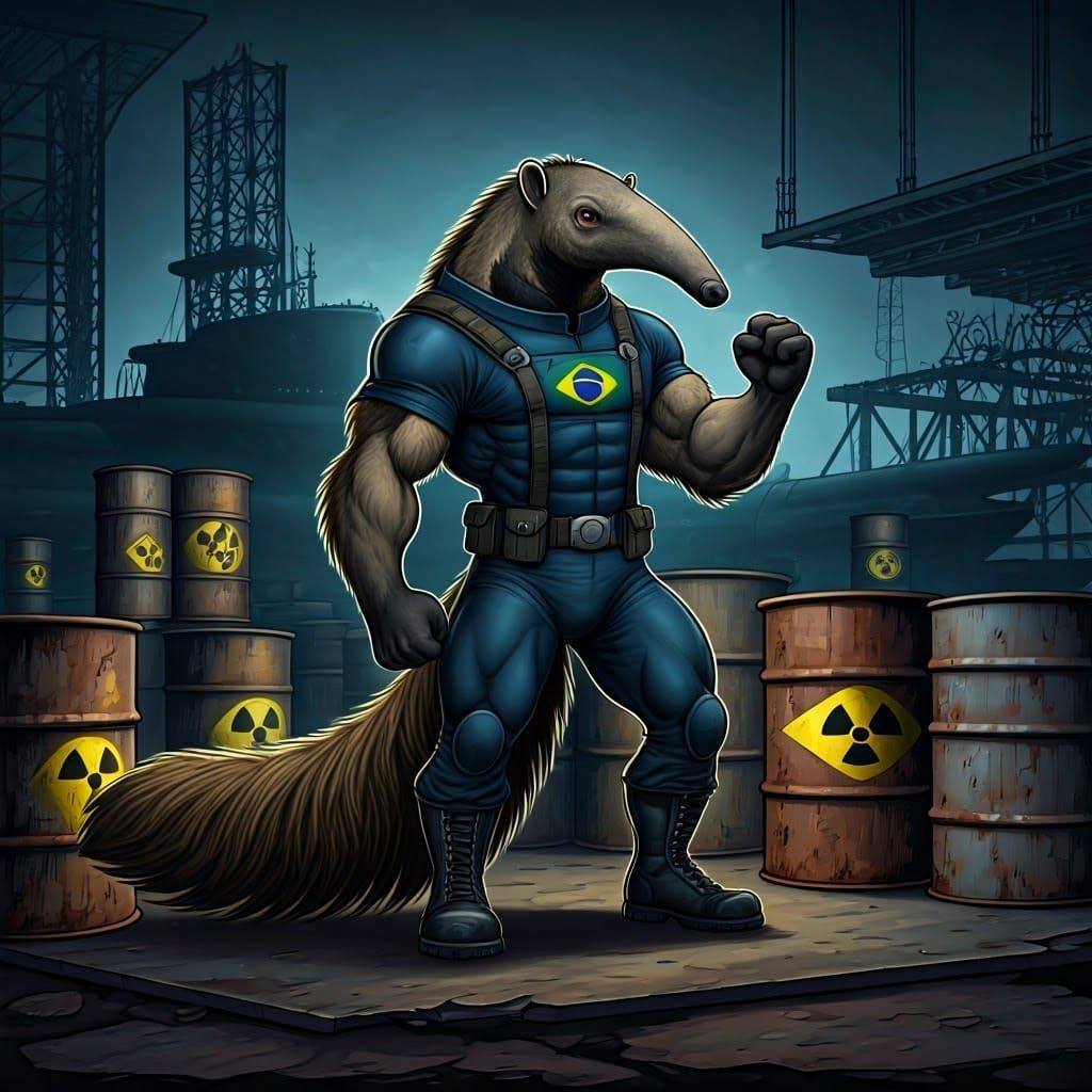 Muscular Anteater on Radioactive Warehouse, Comic Book Art