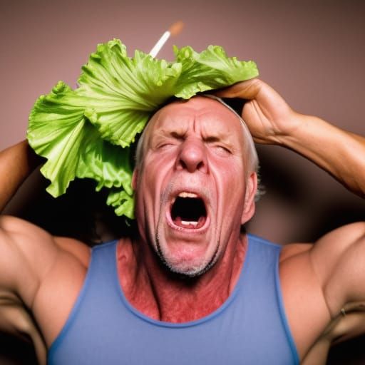 Wrestler Richard Fliehr Portrait with Salad