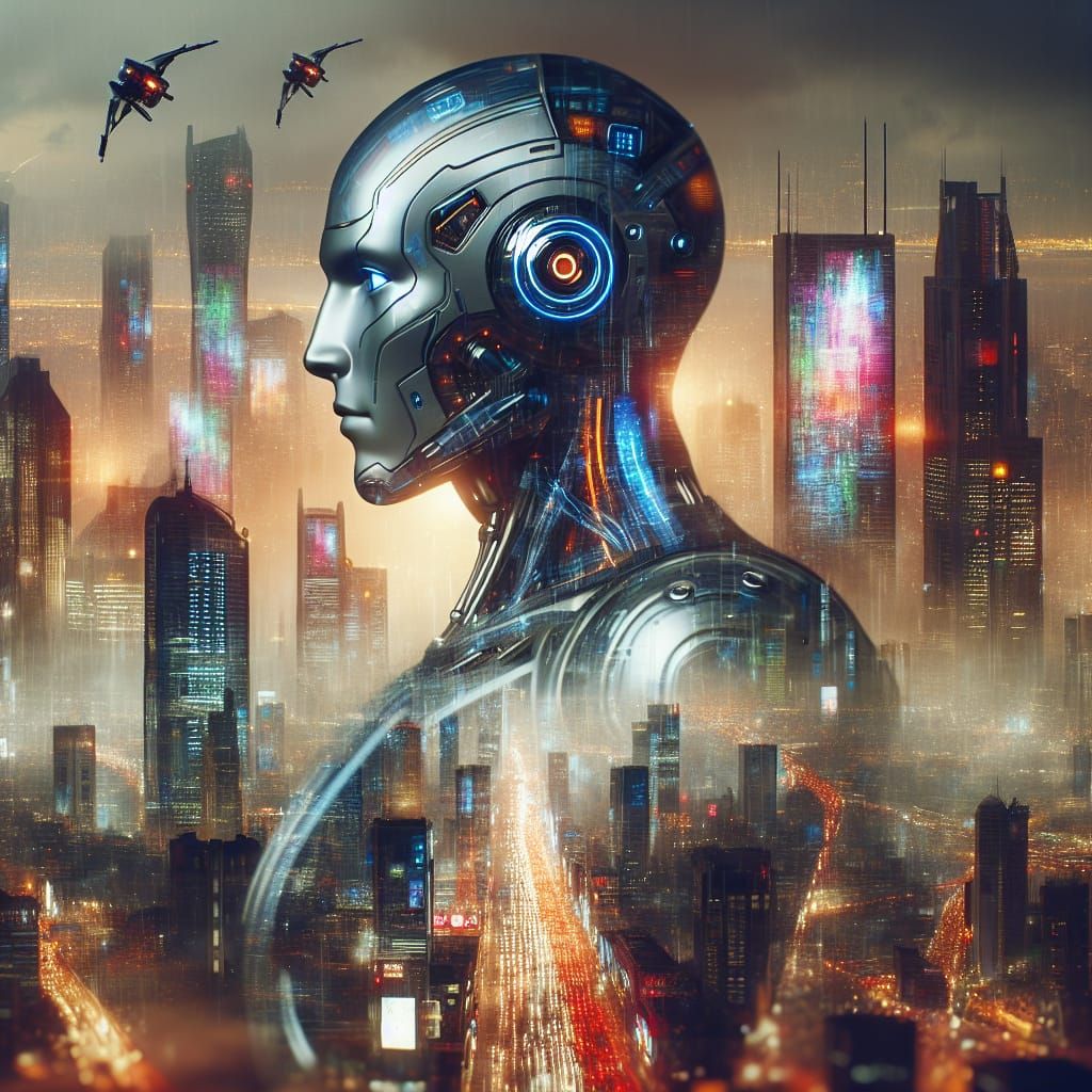 Futuristic humanoid robot