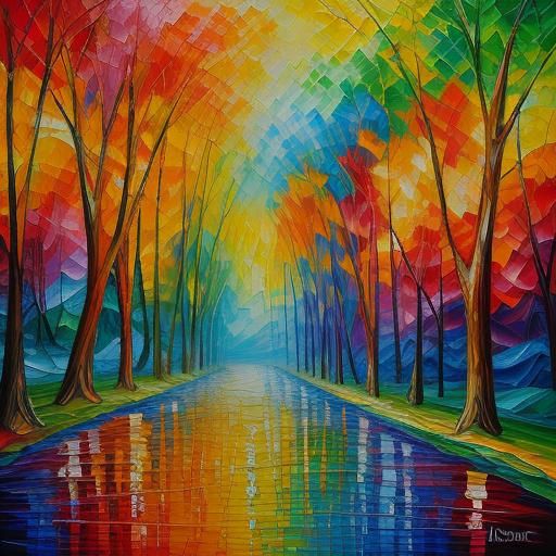 Joyful Neo-Impressionist Oil Painting with Textured Paint