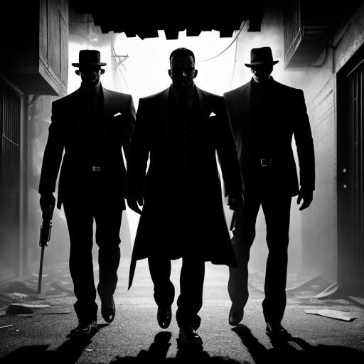 Gangsta Friends in Gritty Alleyway: Film Noir Style