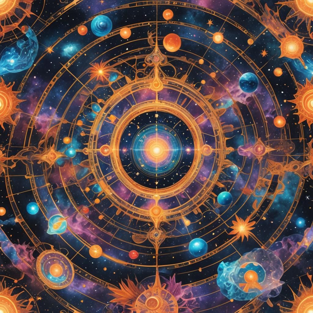 Cosmic Astral Projection in Mixed Media