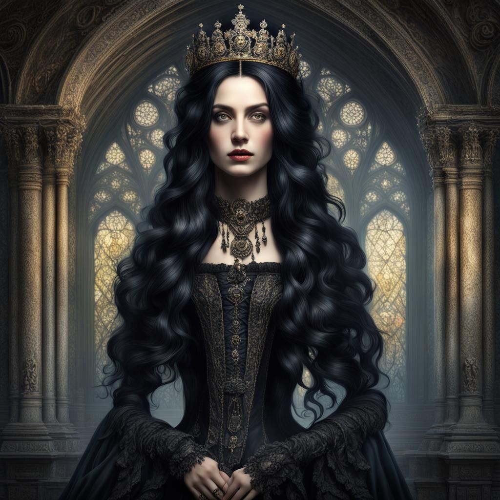 Elegant Gothic Woman Portrait in Victorian Style