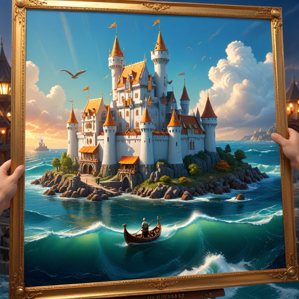 Viking with Underwater Castle Painting in 3D Animation