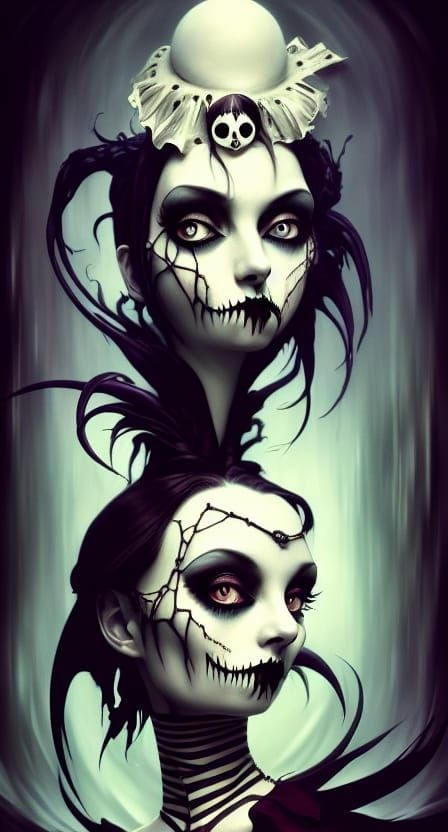 Gothic Circus Portrait in Tim Burton Style