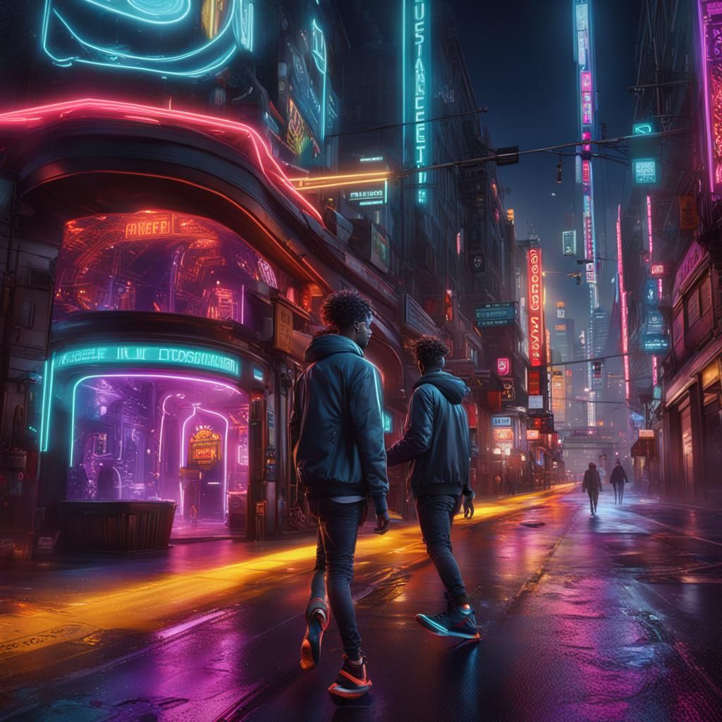 Neon Fashion: Fisheye Hyper-Realistic Street Portrait