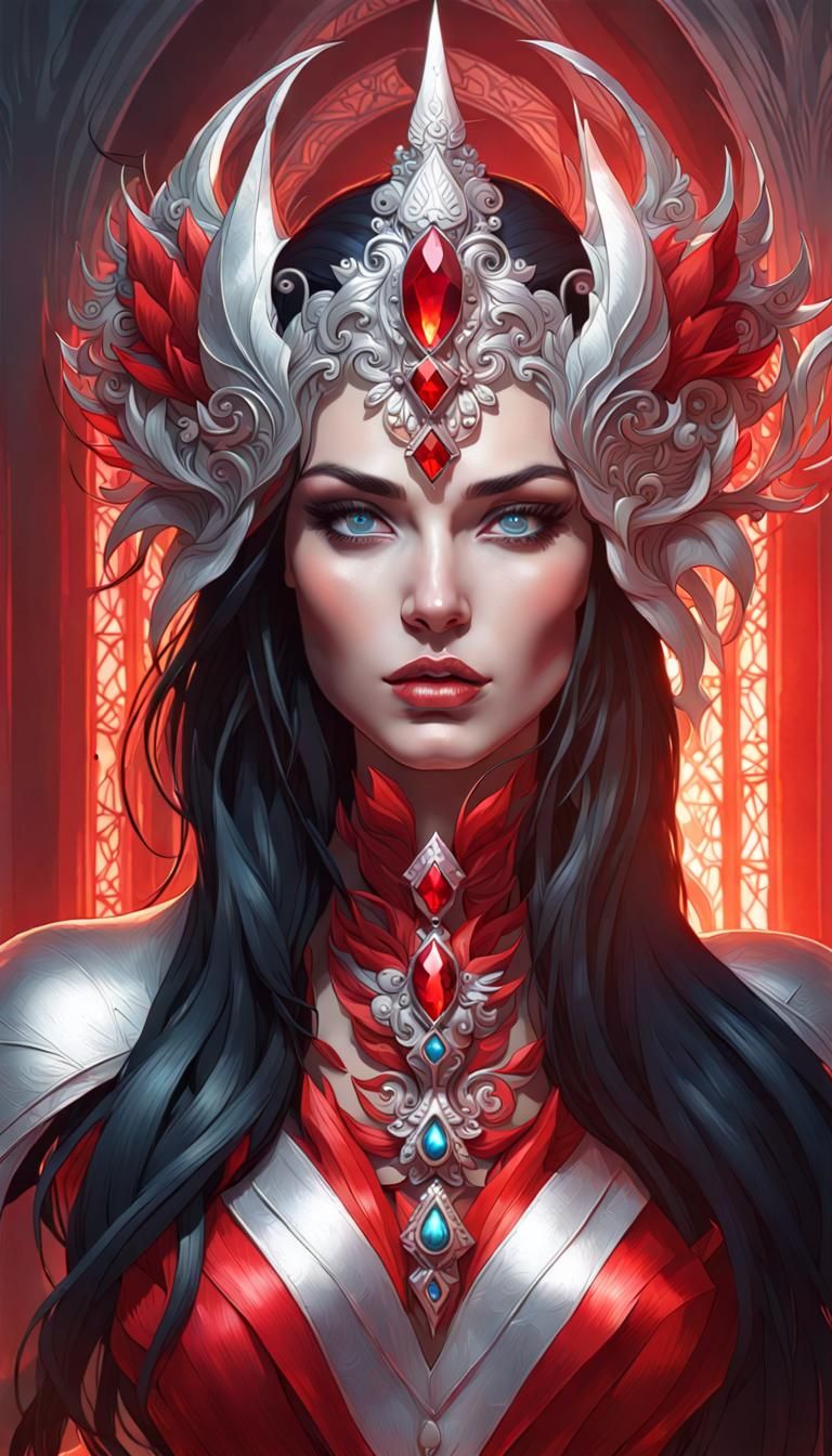 Woman with Jeweled Mask: Hyperdetailed Digital Portrait