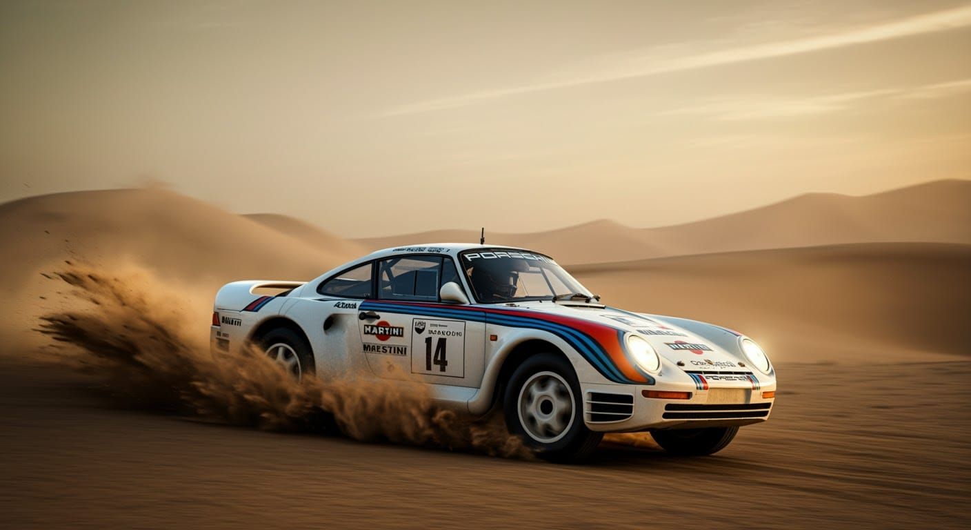 Porsche 959 Martini Livery at Dakar Rally
