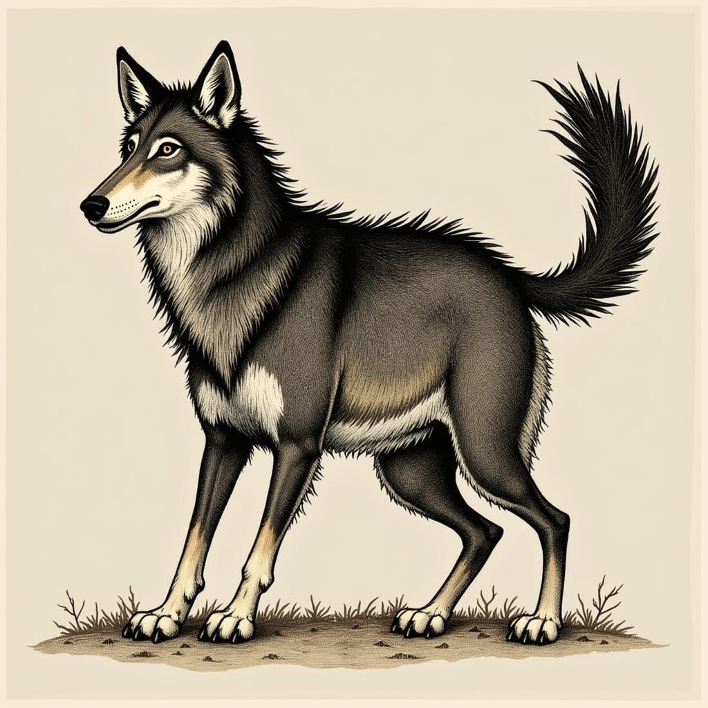 Stone Age Silhouette of a Wolf Totem