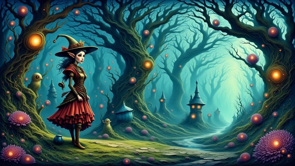 Enchanted Portal in Fairy-Tale Forest with Elf