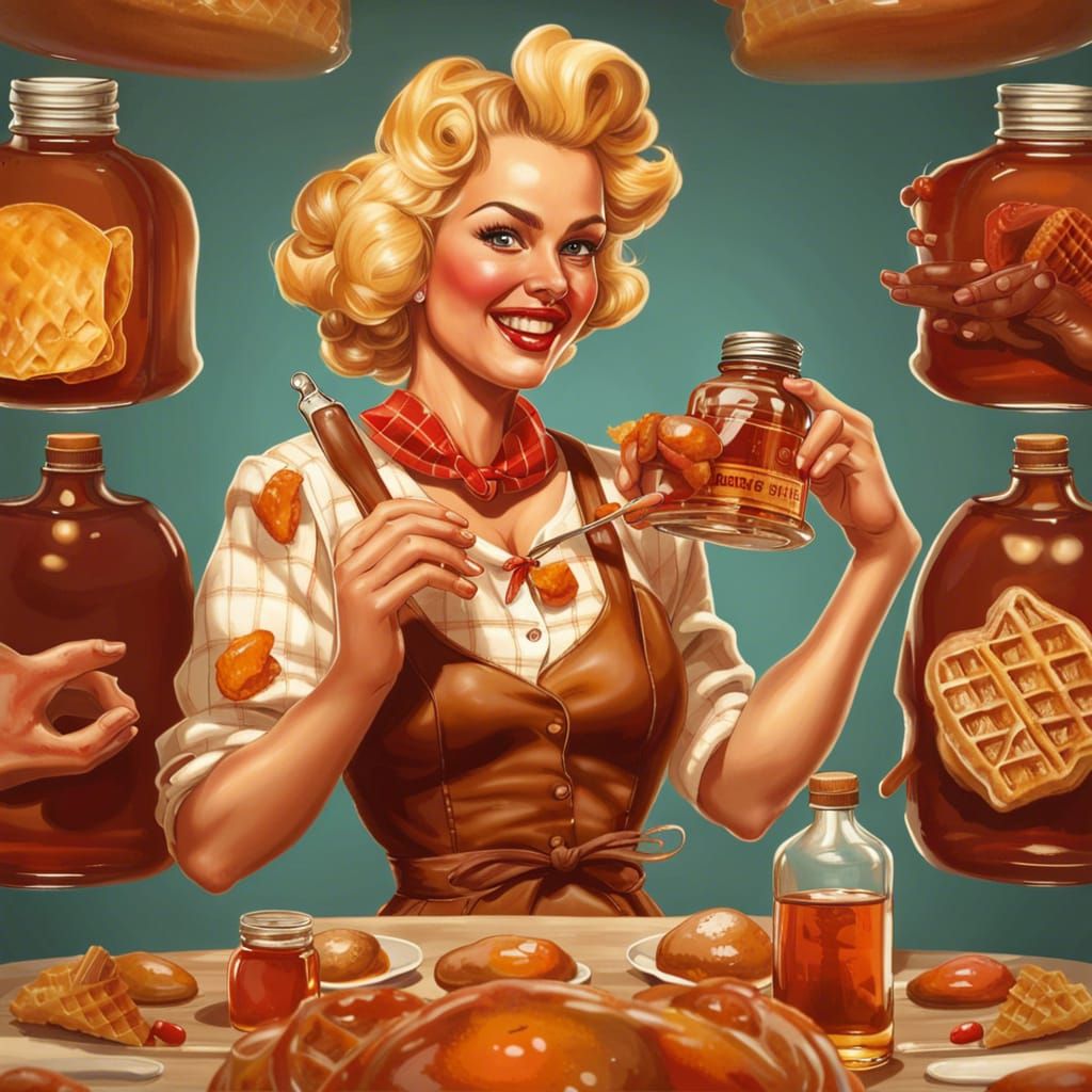 Maple Syrup Lady with Waffle Mask Splash Art
