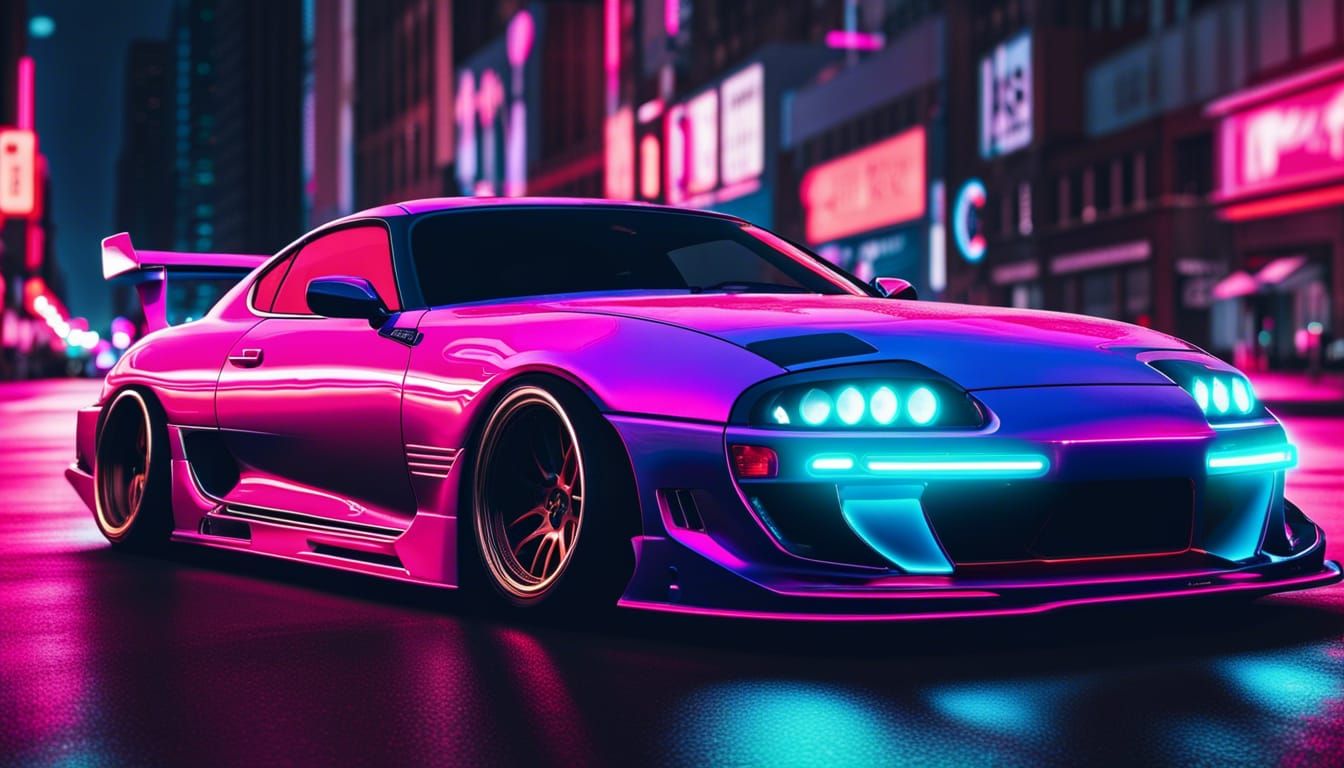 Toyota Supra Widebody in Neon Retro City