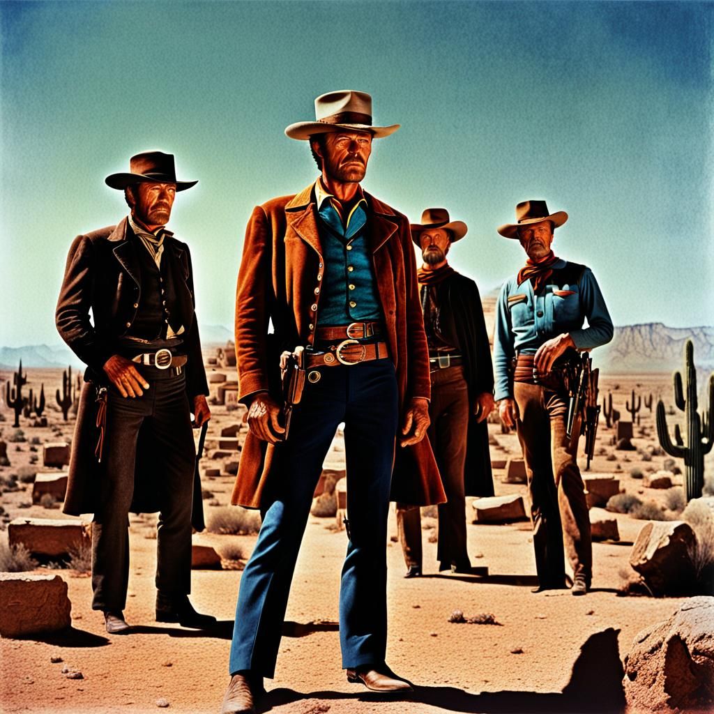 Surrealist Western Poster with Clint Eastwood