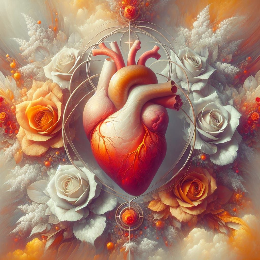 Vibrant Heart in an Orange Rose Bouquet