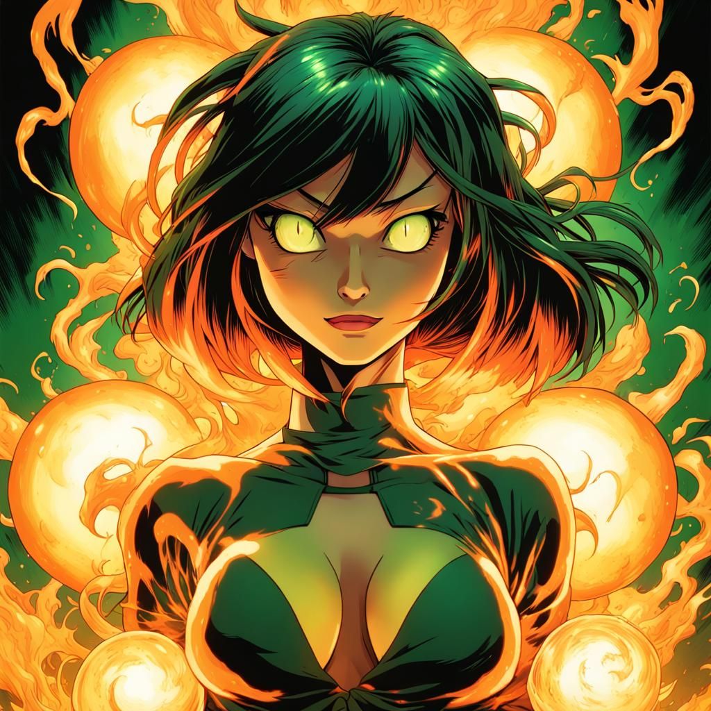 Fiery Anime Girl Ready to Explode