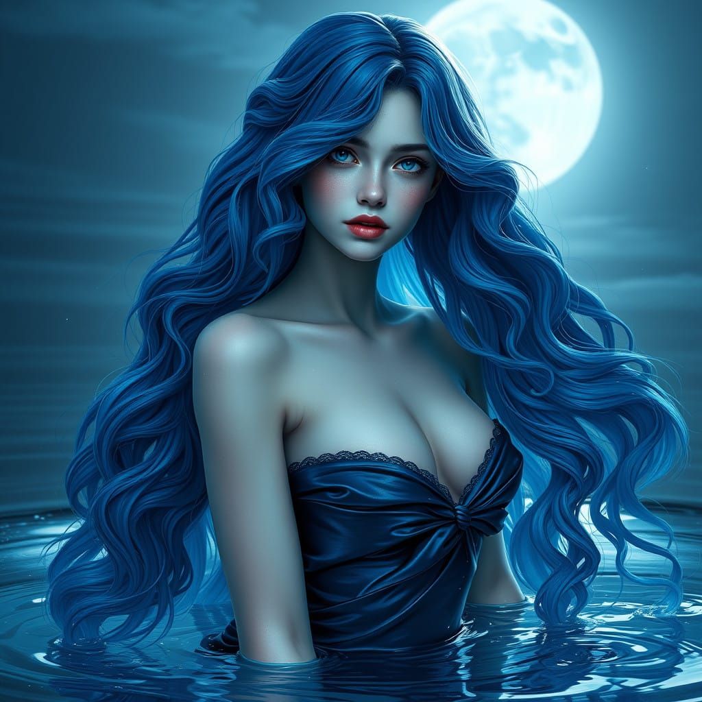 Enchanted River Nymph in Moonlit Splendor