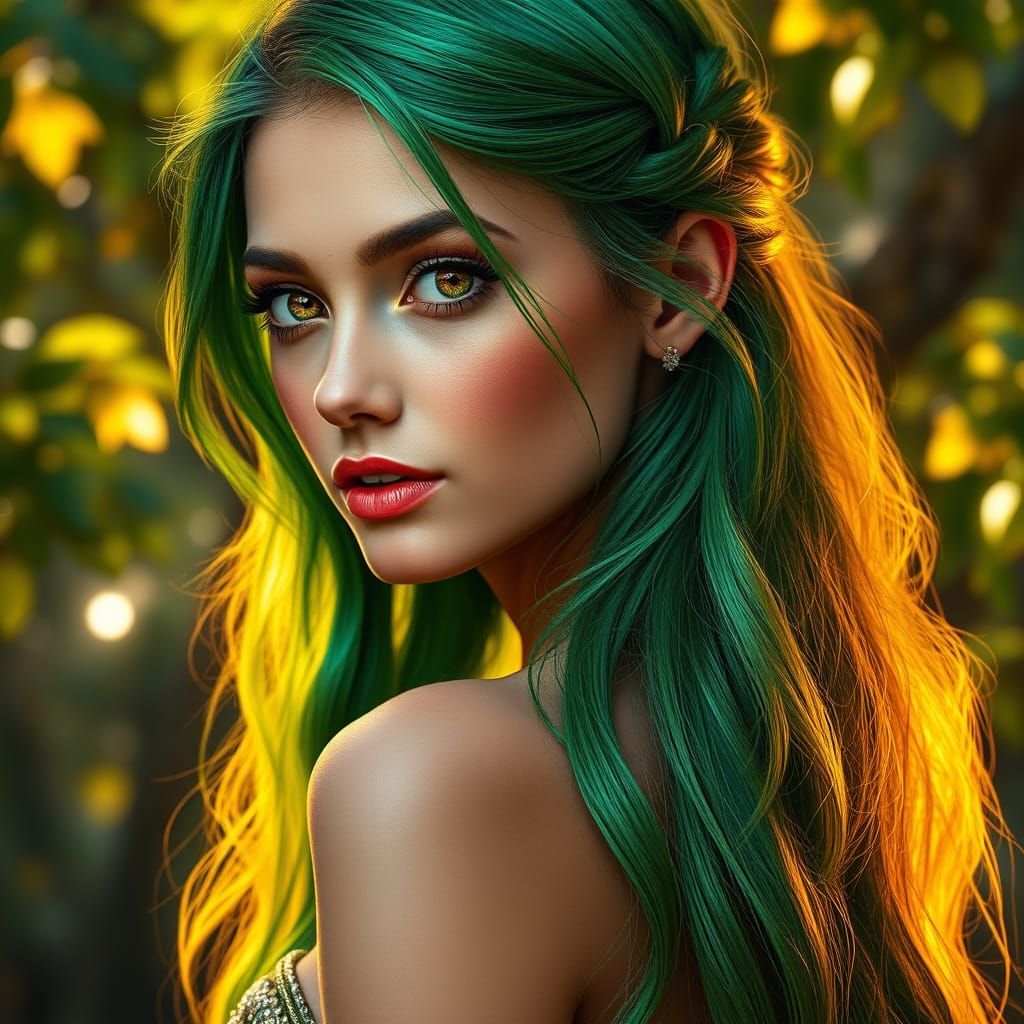 Emerald Goddess in Whimsical Braids
