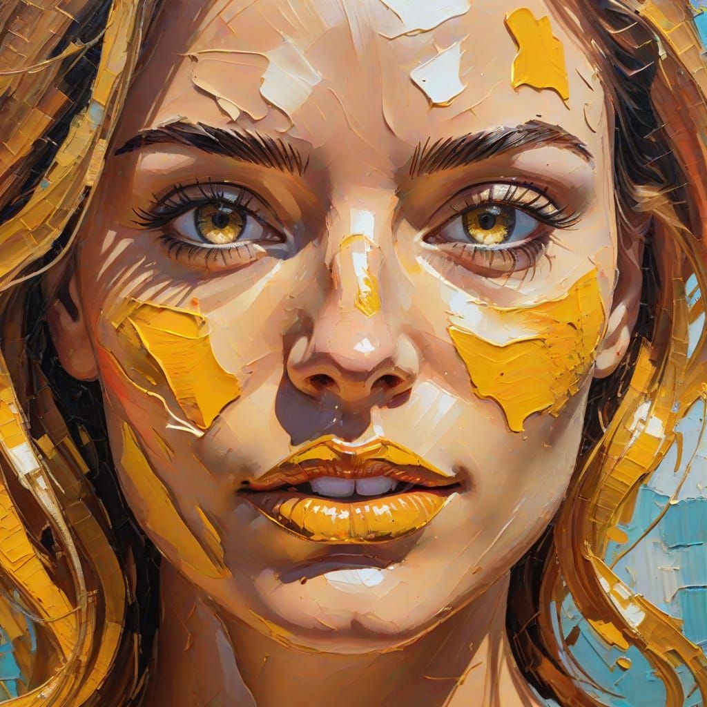 Striking Impasto Portrait of a Young Woman in Bikini