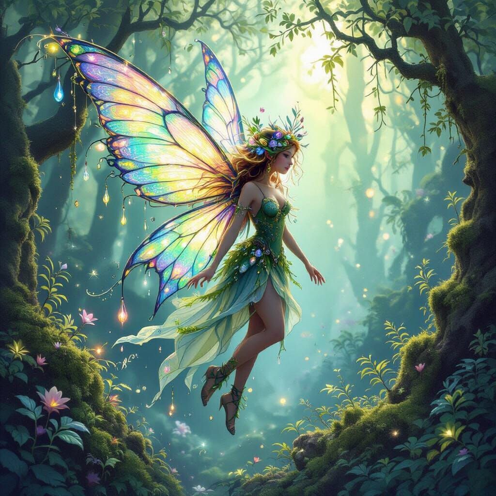 Whimsical Nature Fairy in Enchanted Forest
