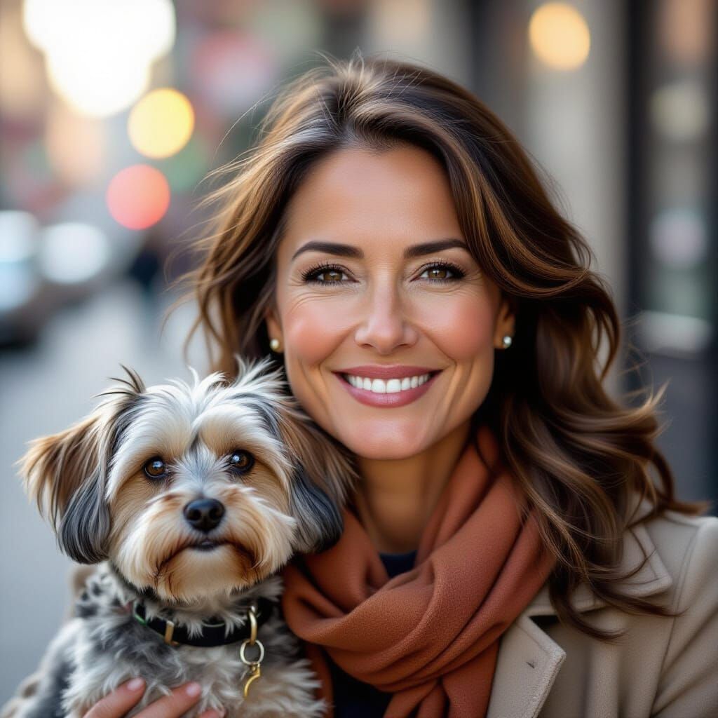 Woman and Dog Portrait in Professional Photography Style
