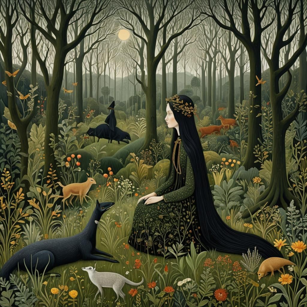 Magical Folklore Creatures in Desert Sunset Digital Art