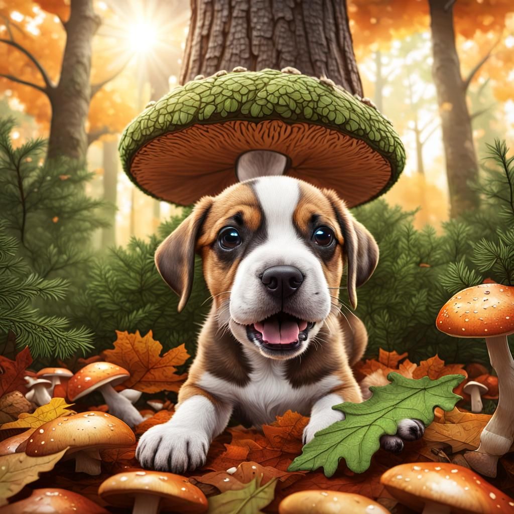 Whimsical Acorn Wonderland in Photorealistic Digital Art