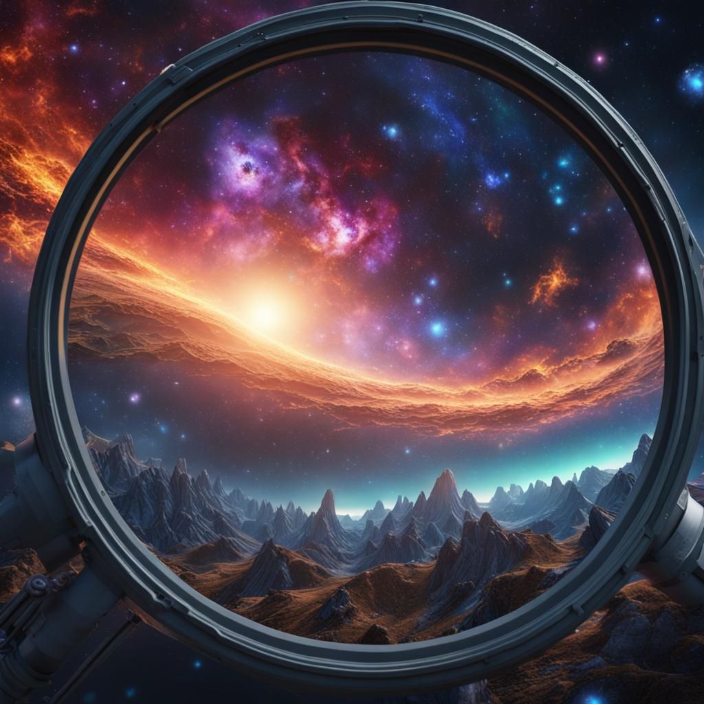 Cosmic Galaxy Through Telescope Lens in Detailed Matte Paint...