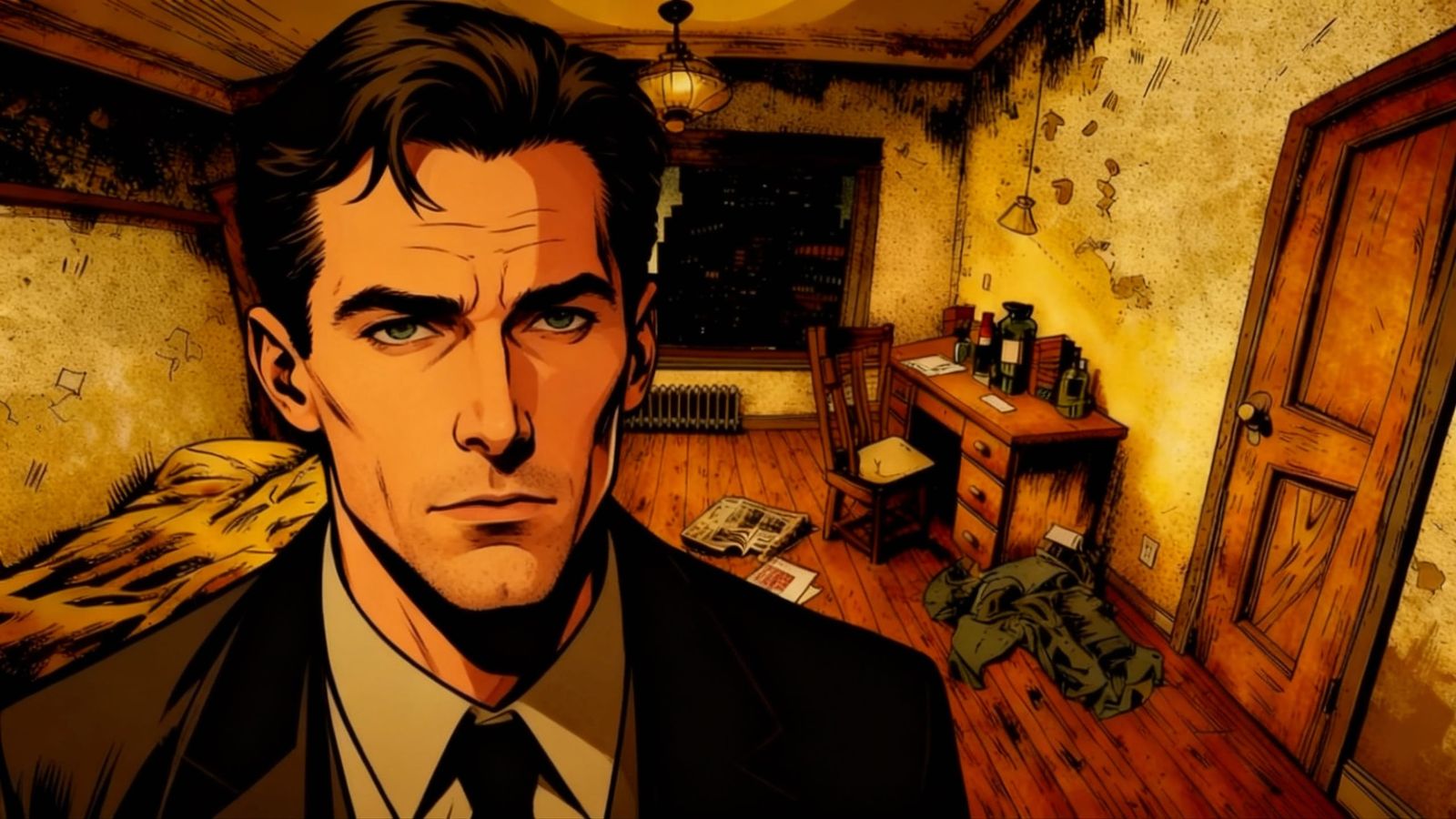 Man's Face with Room Background