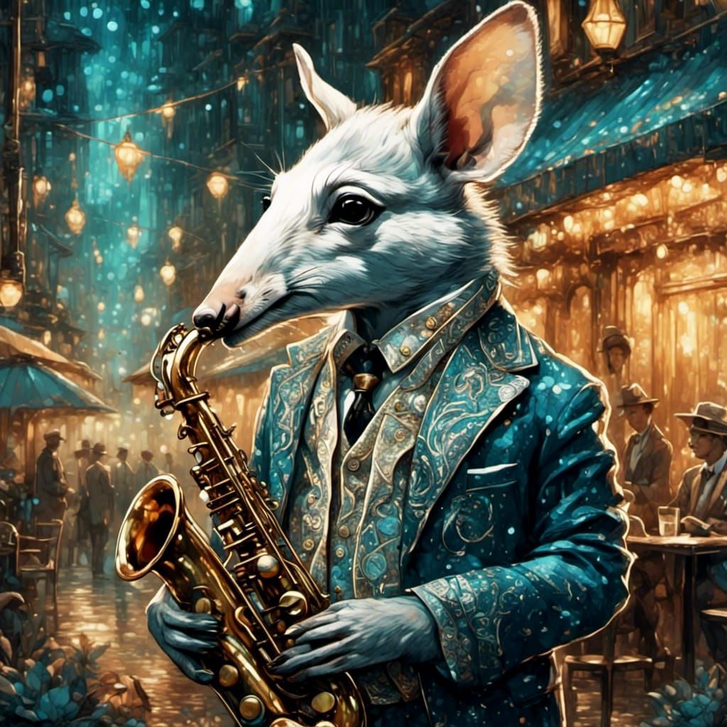 Aardvark Jazz Musician in Speakeasy, Mickalene Thomas Style