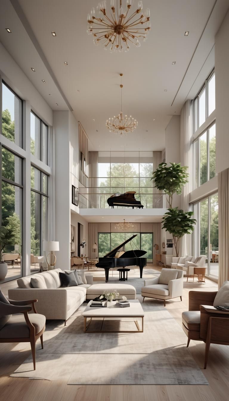 Sleek Modern Living Room Interior in 4K