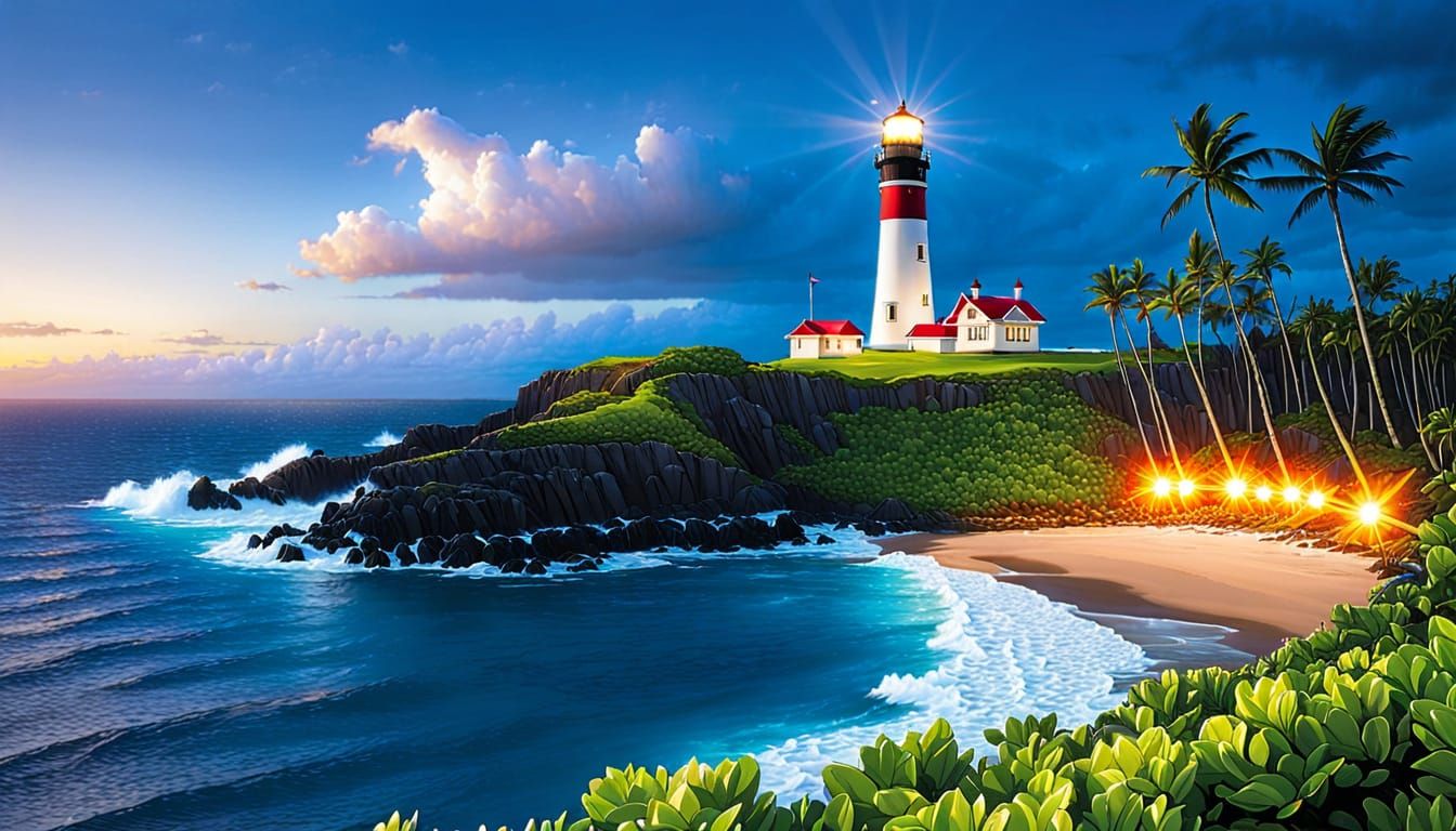 Glorious Aloha Lighthouse Scene