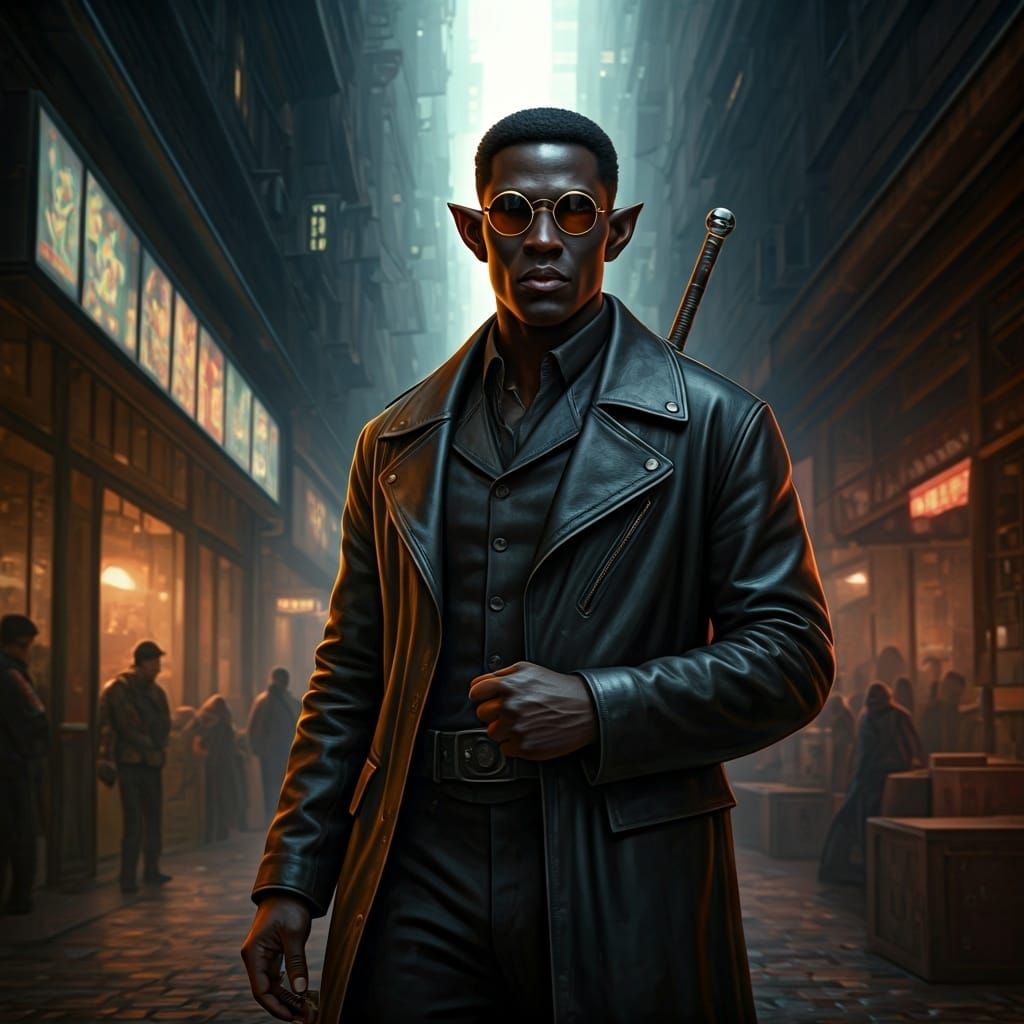 Cyberpunk Elf with Chainsaw in Hardware Store