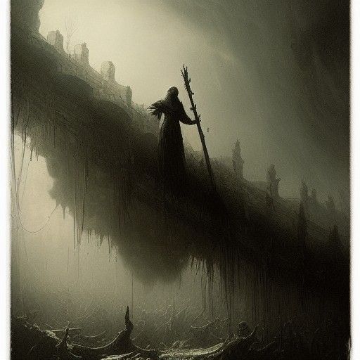 Horrific Scene in Engraving Style