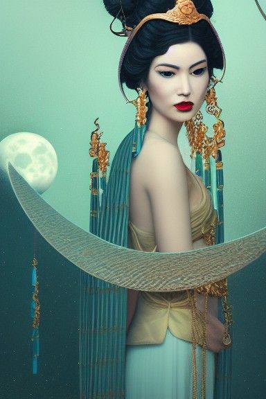 Empress in Moonlight with Pagoda and Jade Earrings