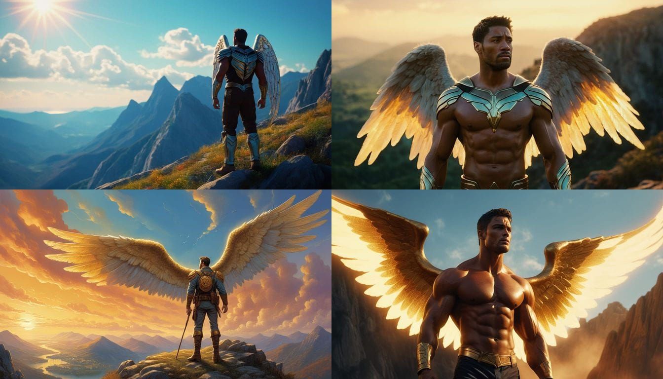 Angelic Figures in Radiant Sunlight: Comic Book Art